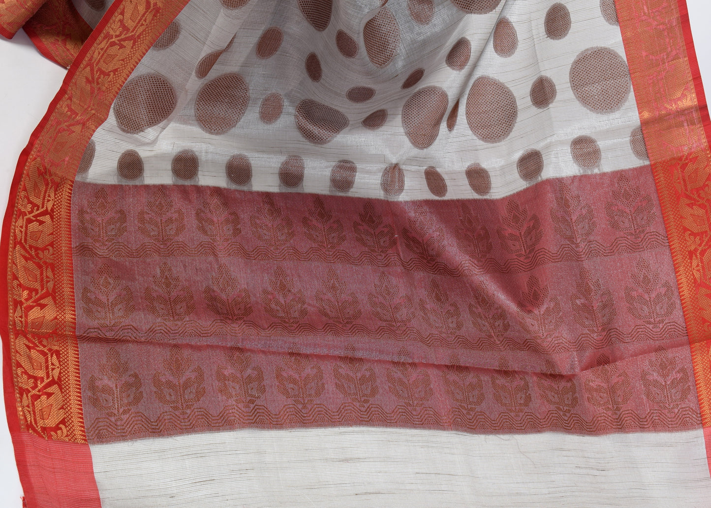 Banarasi Vastra Tissue Silk Baswada Saree with Copper Zari Woven Silver Gray