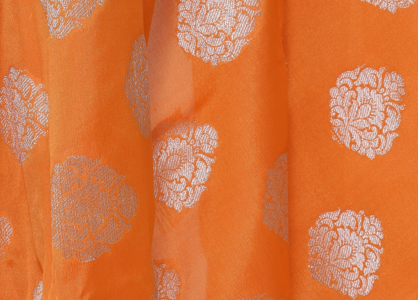Banarasi Vastra Semi Katan Silk Woven Saree Silver Zari Buta Paisley Border
