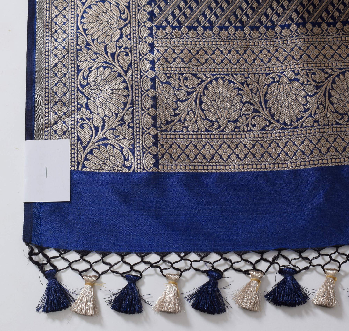 100% Pure Katan Silk Banarasi Handloom Blue Zari Woven Saree Sari Fabric