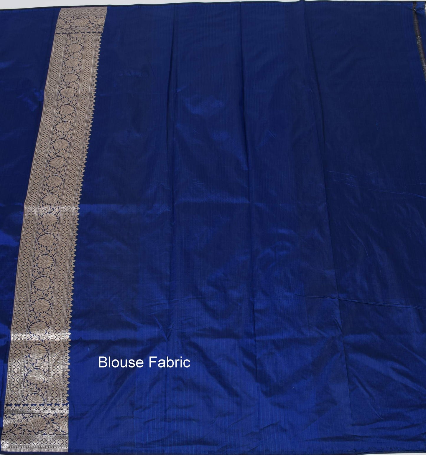 100% Pure Katan Silk Banarasi Handloom Blue Zari Woven Saree Sari Fabric