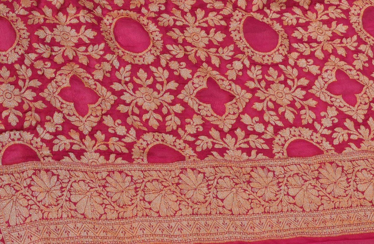 Gray & Magenta Pure Khaddi Chiffon Silk Banarasi Handloom Premium Saree Fabric