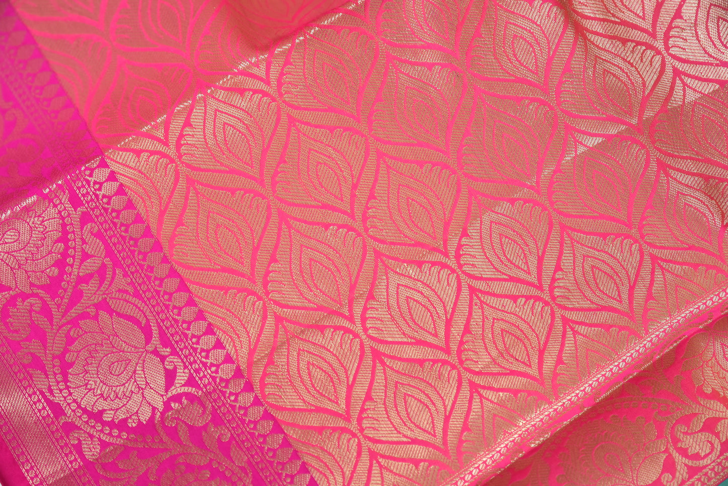 Banarasi Vastra Semi Katan Silk Woven Saree Golden Zari Buta Floral Border Green