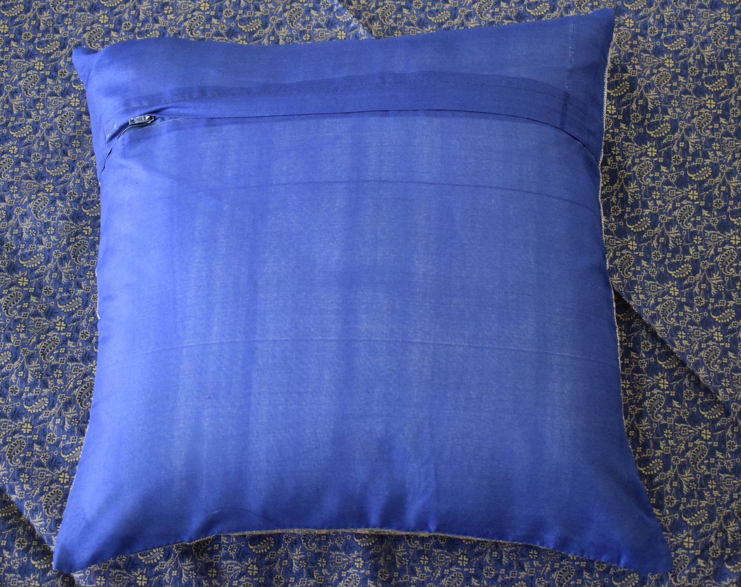 Banarasi Bed Cover Set Indian Ethnic Traditional Silk Woven Resham Brocade Blue