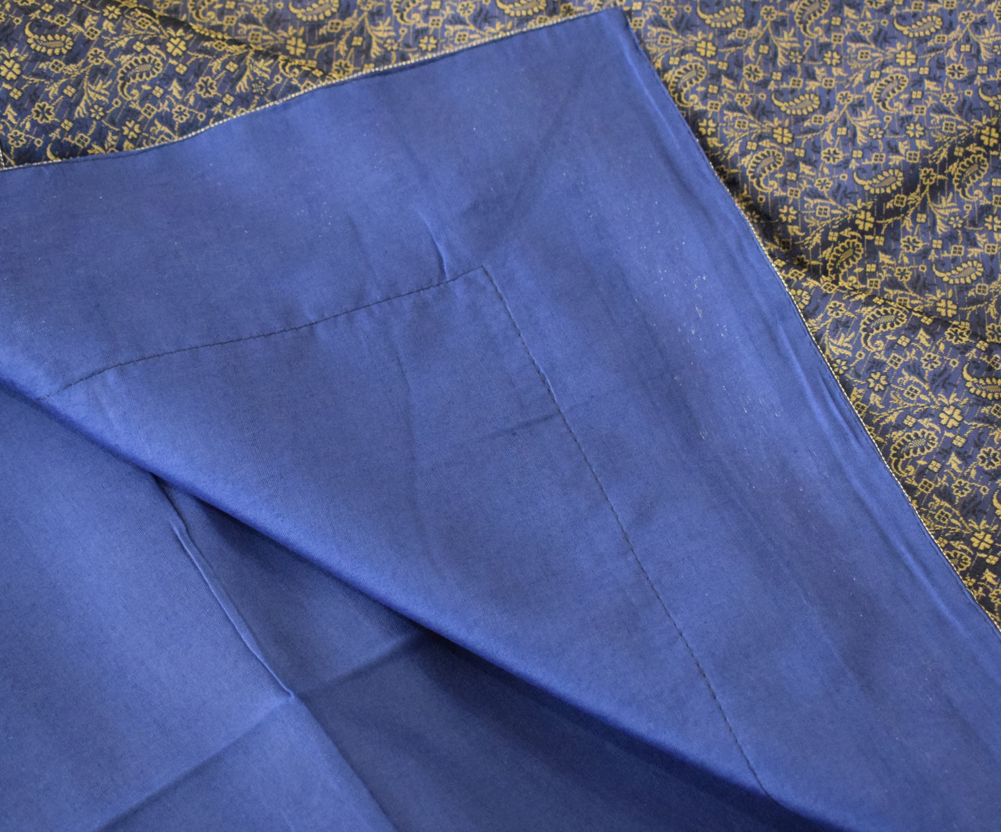 Banarasi Bed Cover Set Indian Ethnic Traditional Silk Woven Resham Brocade Blue