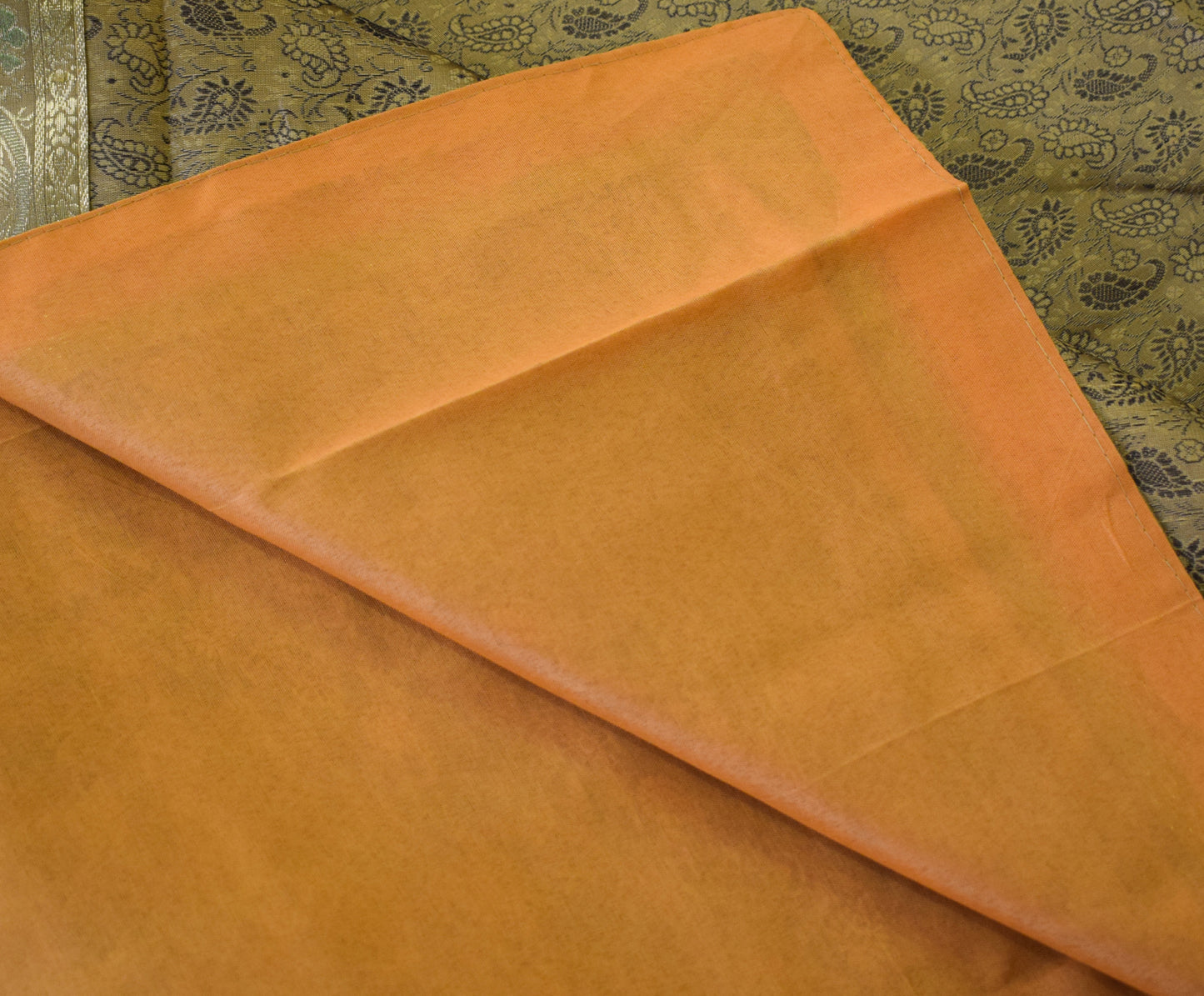 Banarasi Bed Cover Set Indian Ethnic Traditional Woven Resham Brocade Mustard