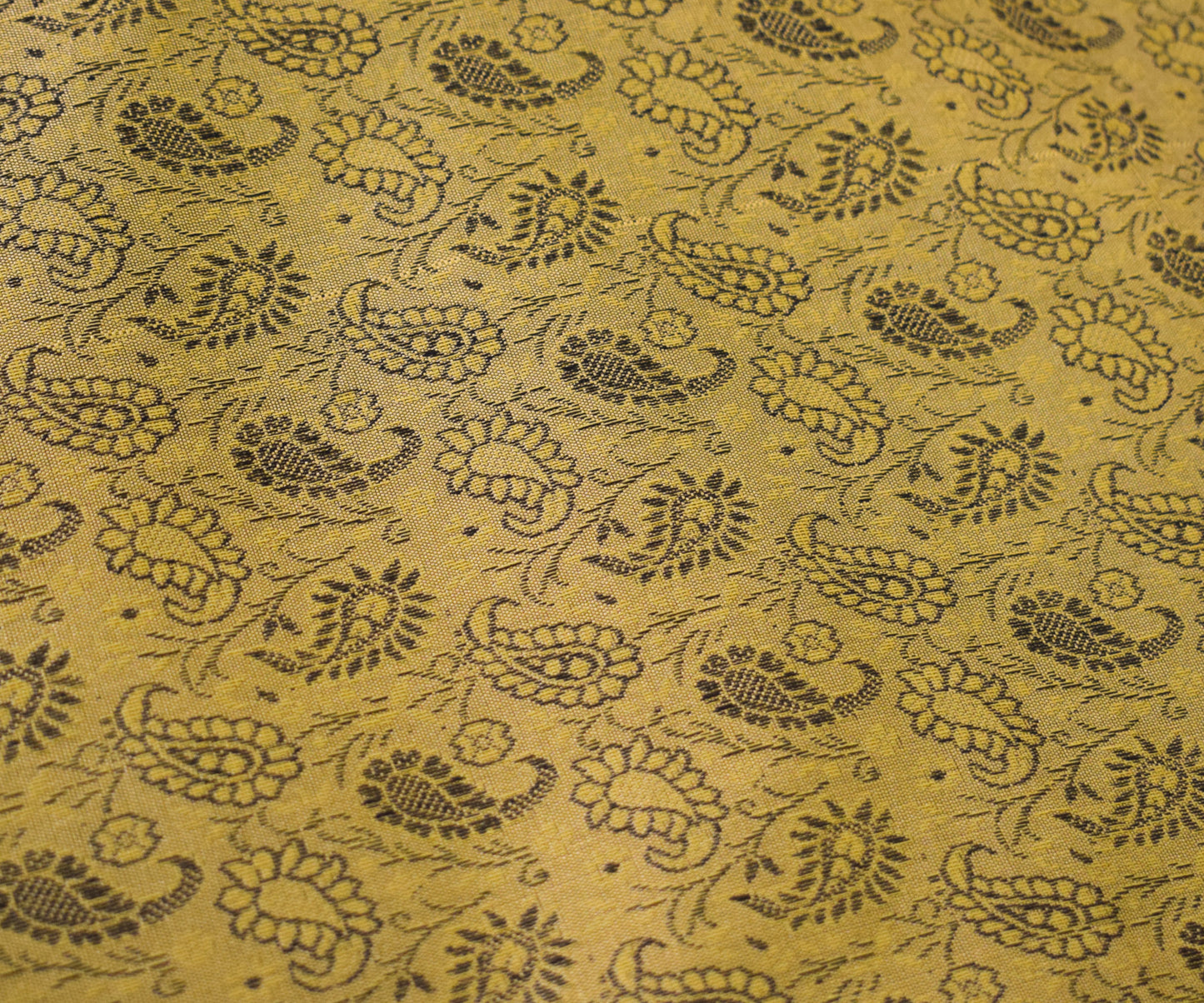 Banarasi Bed Cover Set Indian Ethnic Traditional Woven Resham Brocade Mustard