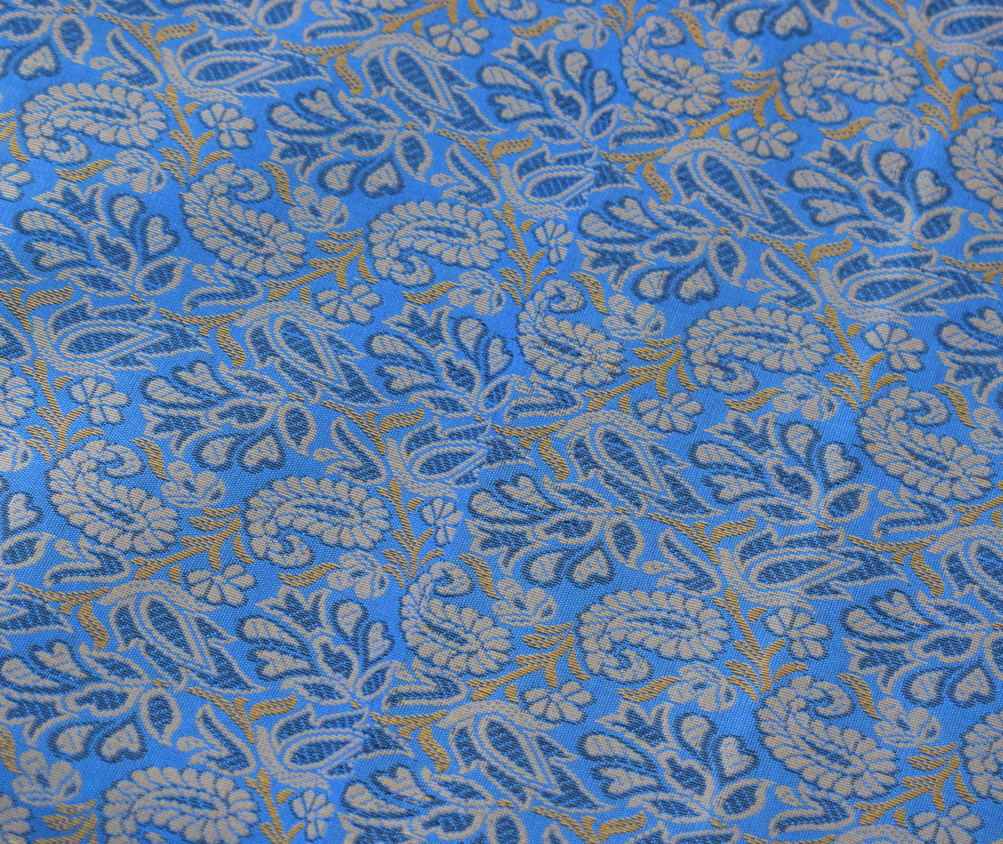 Banarasi Bed Cover Set Indian Ethnic Traditional Silk Woven Resham Brocade Blue