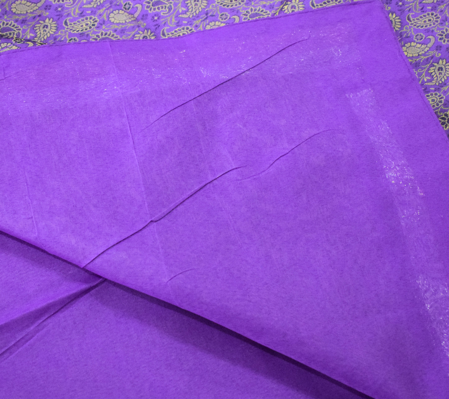 Banarasi Bed Cover Set Indian Ethnic Traditional Woven Resham Brocade Purple
