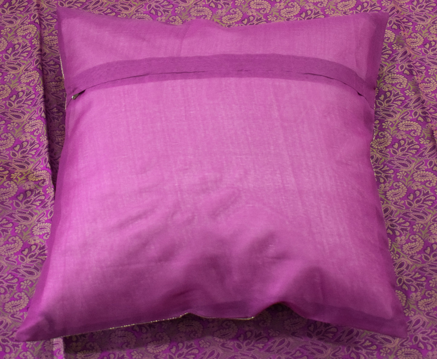 Banarasi Bed Cover Set Indian Ethnic Traditional Woven Resham Brocade Magenta
