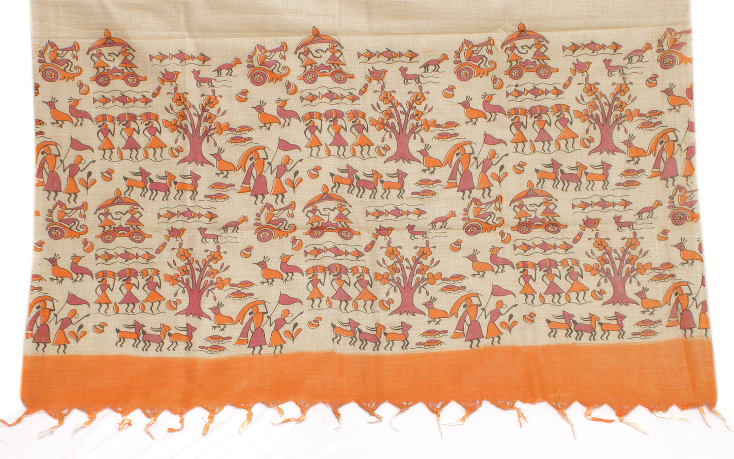 Khadi Cotton Silk Cream Dress Material Printed Bhagalpuri Salwar Kameez Dupatta