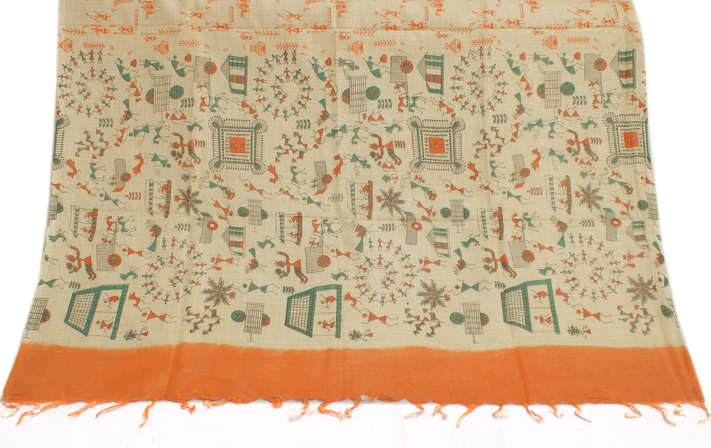 Khadi Cotton Silk Cream Dress Material Printed Bhagalpuri Salwar Kameez Dupatta
