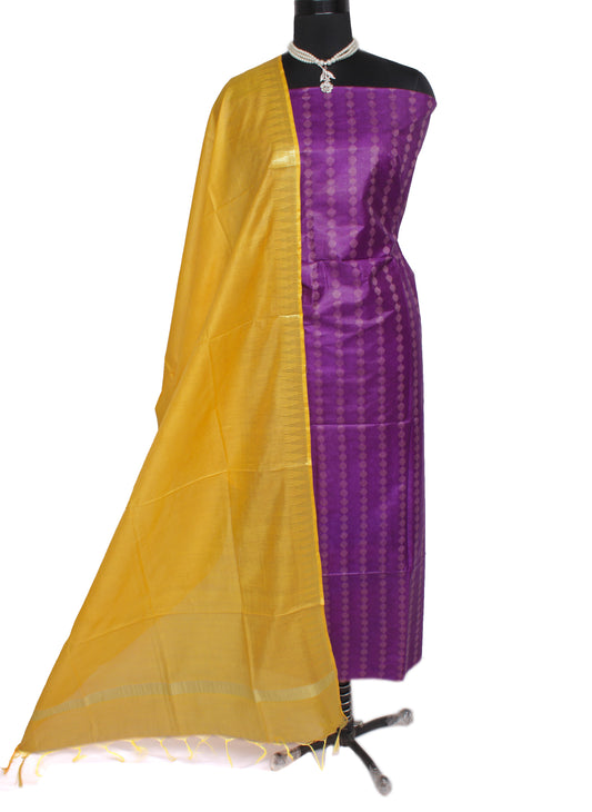 Blend Katan Silk Purple Dress Material Woven Bhagalpuri Salwar Kameez Dupatta
