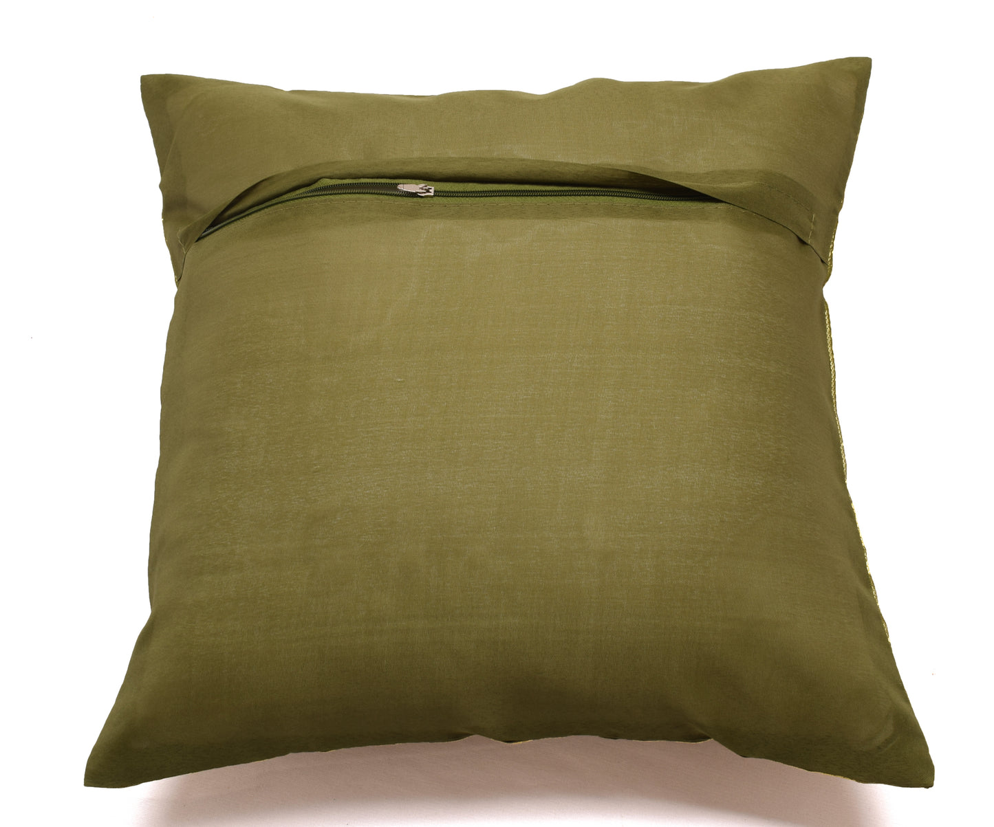 16x16 Inch Indian Woven Zari Brocade Banarasi Silk Paisley Cushion Covers Green