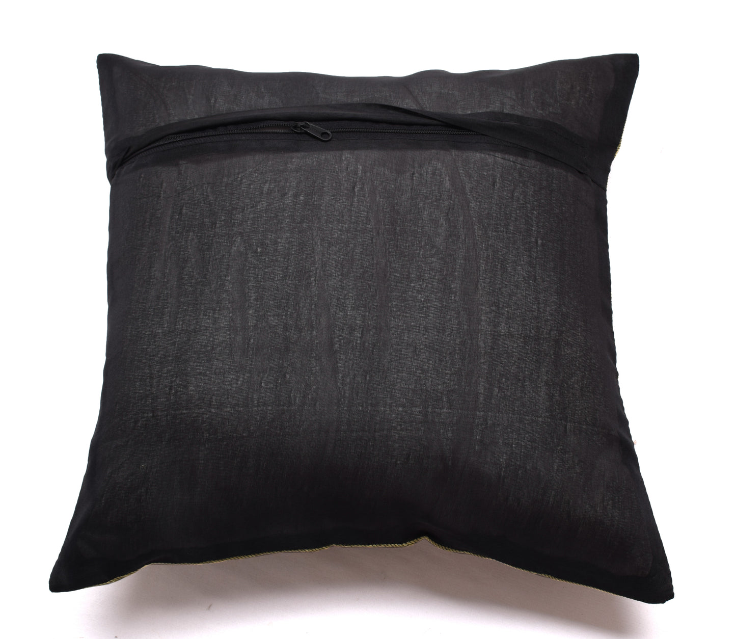 16x16 Inch Indian Woven Zari Brocade Banarasi Silk Mandala Cushion Covers Black