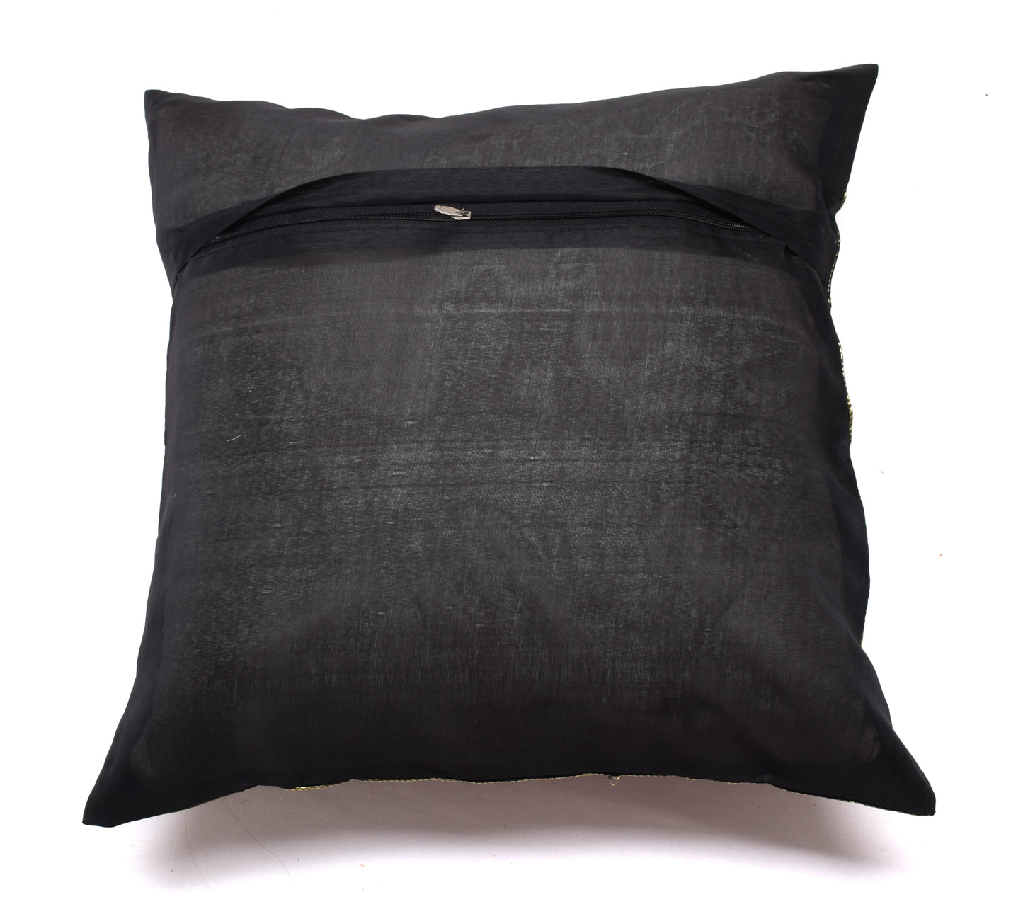 16x16 Inch Indian Woven Zari Brocade Banarasi Silk Paisley Cushion Covers Black