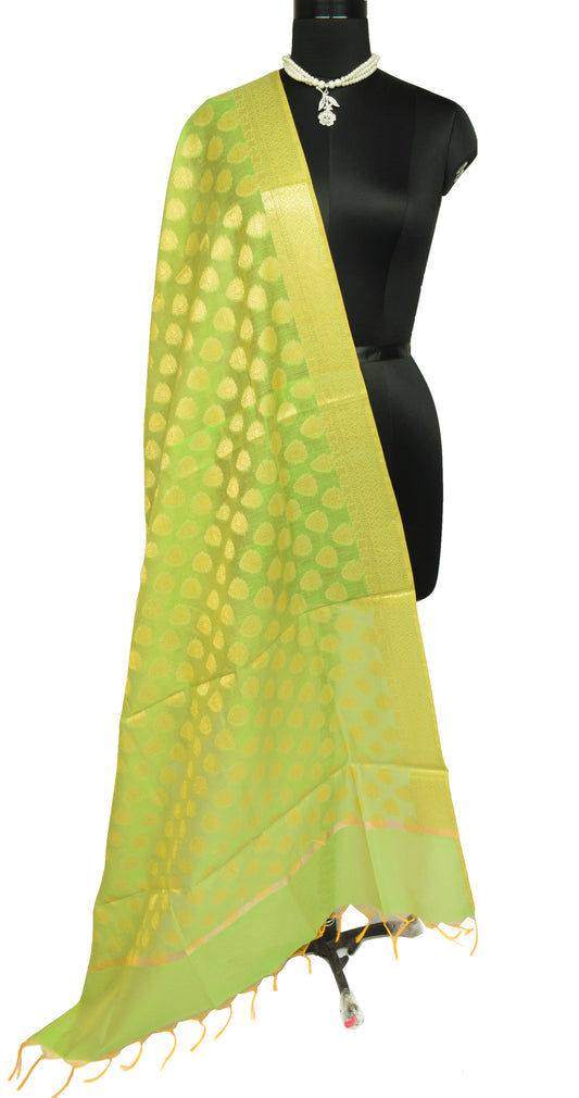 Green Banarasi Dupatta Indian Art Silk Woven Zari Brocade Long Stole Scarves