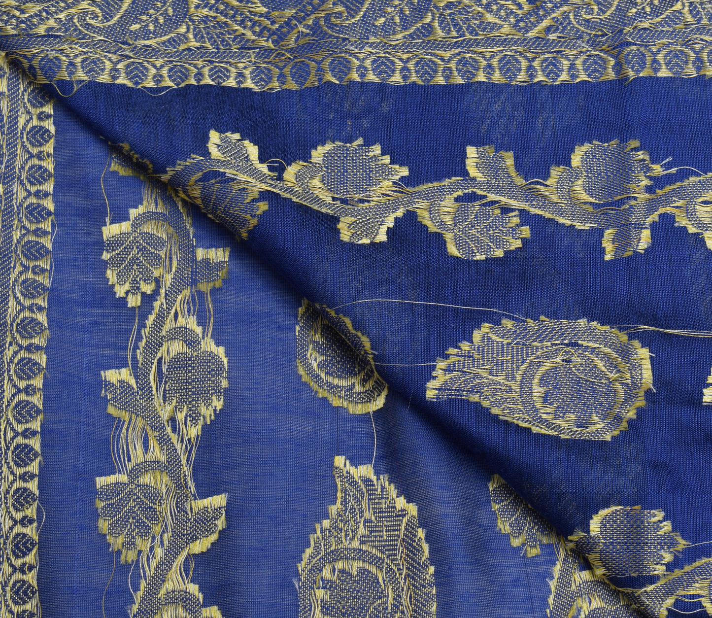Blue Banarasi Dupatta Indian Art Silk Woven Resham Brocade Long Stole Scarves