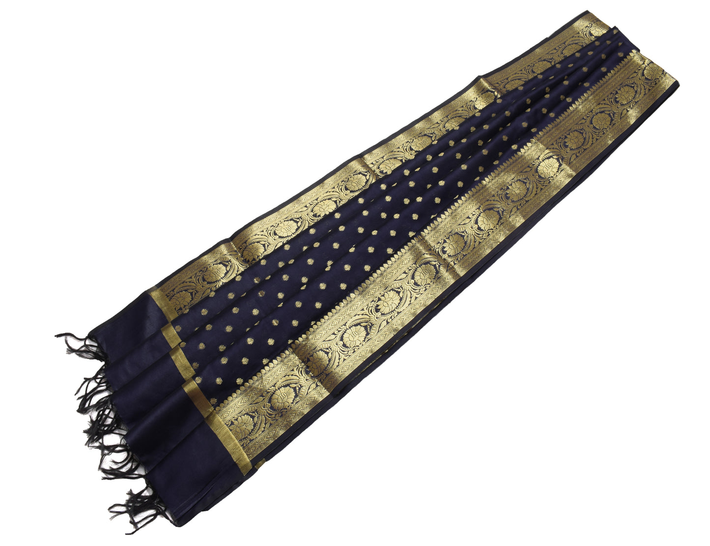 Blue Banarasi Dupatta Indian Art Silk Woven Zari Brocade Long Stole Scarves