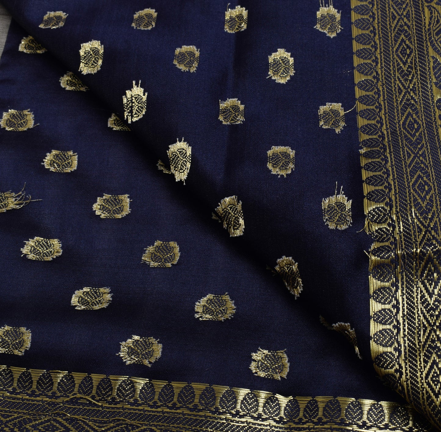 Blue Banarasi Dupatta Indian Art Silk Woven Zari Brocade Long Stole Scarves