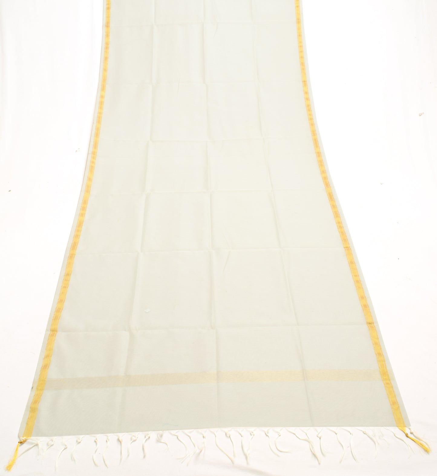 Cream Banarasi Dupatta Indian Art Silk Woven Zari Brocade Long Stole Scarves