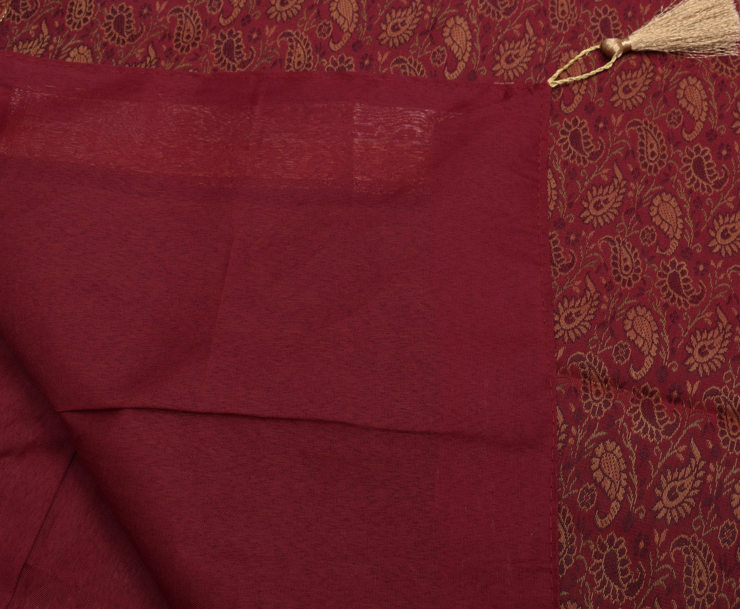 48 Sq Dining Table Top Cover Indian Banarasi Silk Woven Paisley Cloth Maroon