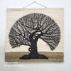 Vintage Large Jute Wall Hanging Hand Made Indian Tapestry 3D Tree of Life Cream
