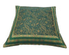 Banarasi Cushion Covers 16x16 Inch Bottle Green Woven Zari Brocade Silk Paisley