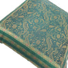Banarasi Cushion Covers 16x16 Inch Bottle Green Woven Zari Brocade Silk Paisley