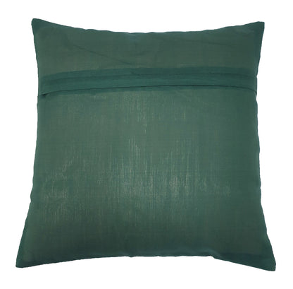 Banarasi Cushion Covers 16x16 Inch Bottle Green Woven Zari Brocade Silk Paisley