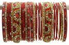 Indian Bangles Set of 26 Ethnic Bracelets Bridal Churi Kangan Maroon 2-4