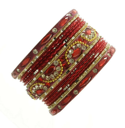 Indian Bangles Set of 26 Ethnic Bracelets Bridal Churi Kangan Maroon 2-4