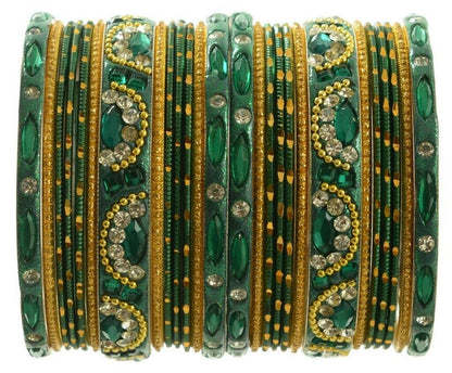Indian Bangles Set of 26 Ethnic Bracelets Bridal Churi Kangan Green 2-8