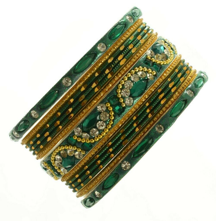 Indian Bangles Set of 26 Ethnic Bracelets Bridal Churi Kangan Green 2-8