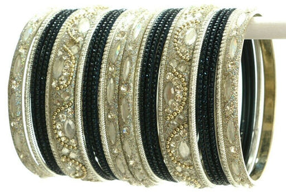 Indian Bangles Set of 26 Ethnic Bracelets Bridal Churi Kangan Black 2-10