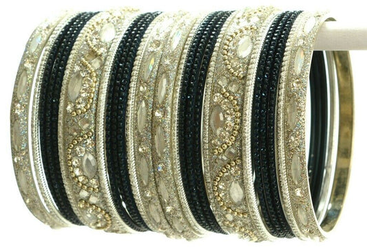 Indian Bangles Set of 26 Ethnic Bracelets Bridal Churi Kangan Black 2-10