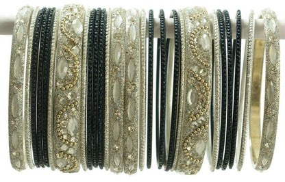 Indian Bangles Set of 26 Ethnic Bracelets Bridal Churi Kangan Black 2-10