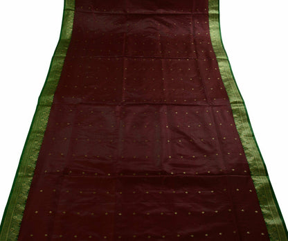 Bollywood Saree Hand Beaded Embroiderd Zari Woven Banarasi Sari Garnet
