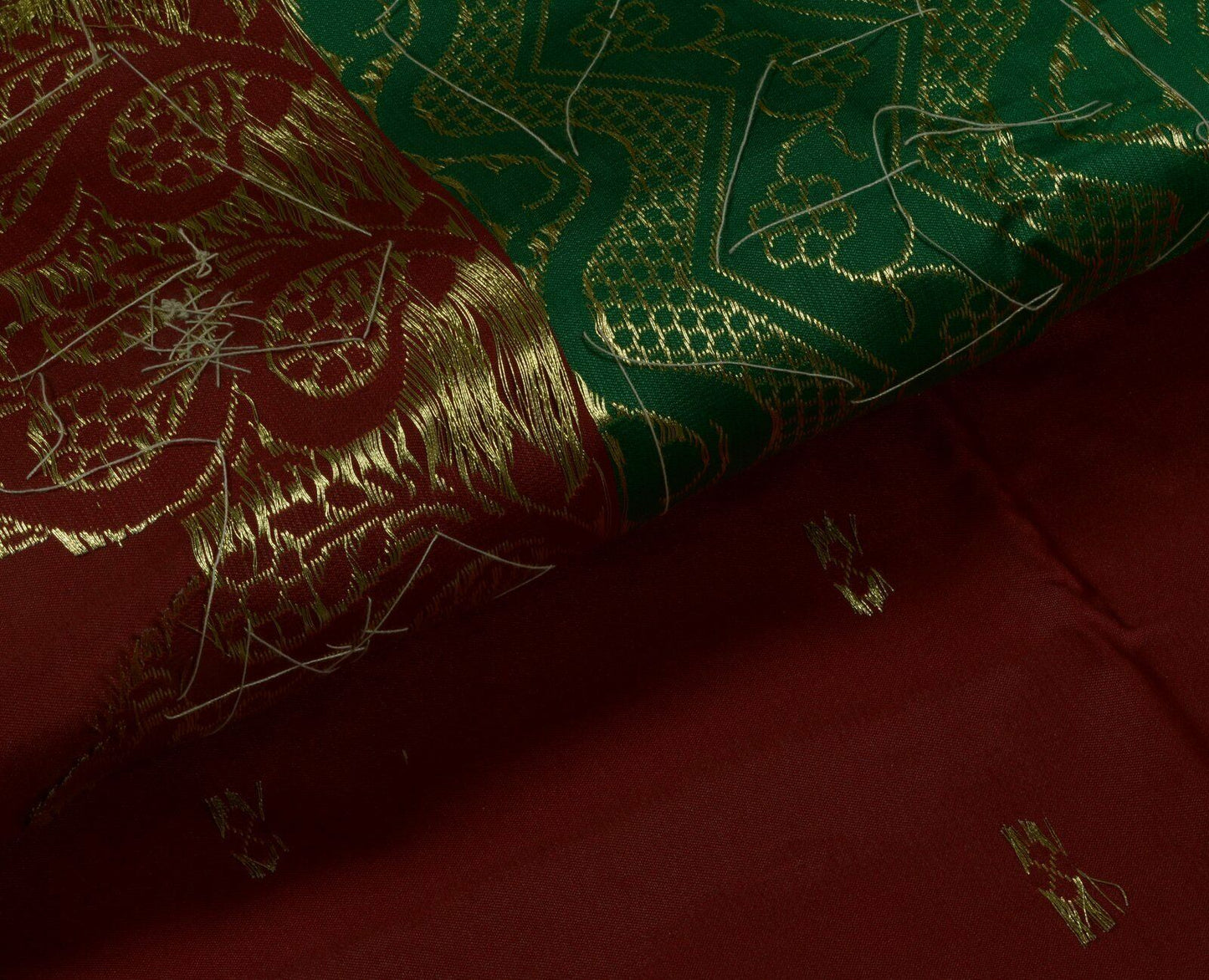 Bollywood Saree Hand Beaded Embroiderd Zari Woven Banarasi Sari Garnet