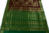 Bollywood Saree Hand Beaded Embroiderd Zari Woven Banarasi Sari Garnet