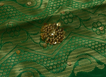 Bollywood Saree Hand Beaded Embroiderd Zari Woven Banarasi Sari Garnet