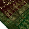 Bollywood Saree Hand Beaded Embroiderd Zari Woven Banarasi Sari Garnet
