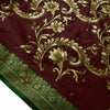 Bollywood Saree Hand Beaded Embroiderd Zari Woven Banarasi Sari Garnet