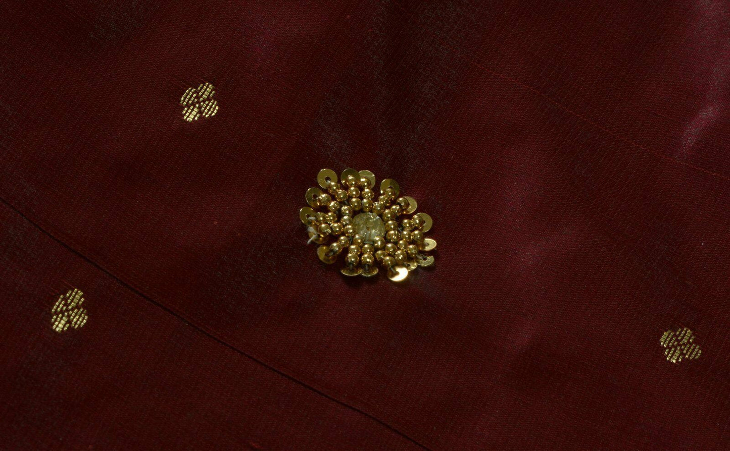 Bollywood Saree Hand Beaded Embroiderd Zari Woven Banarasi Sari Garnet