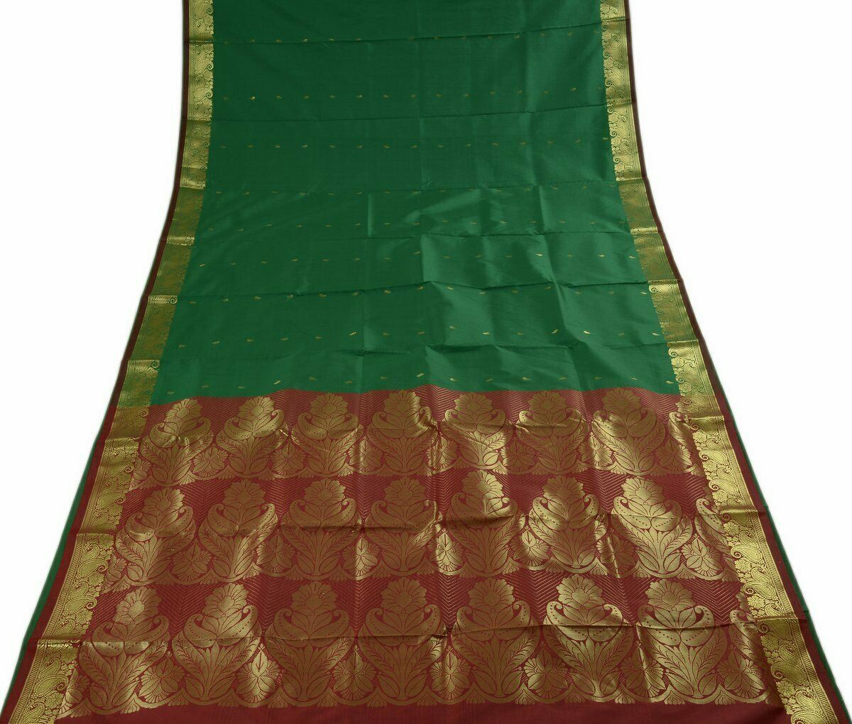 Indian Art Silk Zari Woven Ethnic Saree Curtain Craft Sari Fabric Green