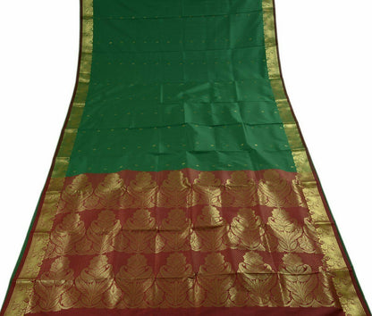 Indian Art Silk Zari Woven Ethnic Saree Curtain Craft Sari Fabric Green