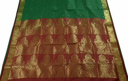 Indian Art Silk Zari Woven Ethnic Saree Curtain Craft Sari Fabric Green