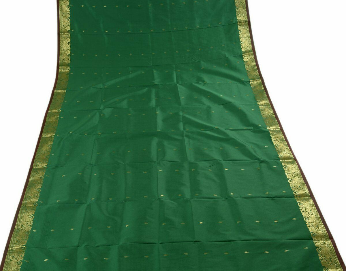 Indian Art Silk Zari Woven Ethnic Saree Curtain Craft Sari Fabric Green