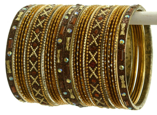 Indian Bangles Set of 26 Ethnic Bracelets Traditional Churi Antique Green 2-8
