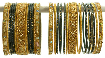 Indian Bangles Set of 26 Ethnic Bracelets Traditional Churi Kangan Black 2-8