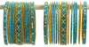 Indian Bangles Set of 26 Ethnic Bracelets Traditional Churi Kangan Blue 2-8